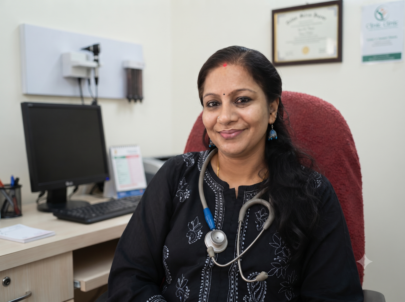 Dr Gigi Chandran in consultation room
